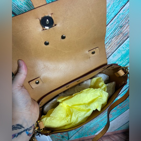 Sandro Paris Light Tan Leather Abby Cartable Leather Satchel - Picture 9 of 14